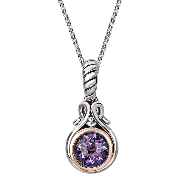 Sterling silver round amethyst pendant
