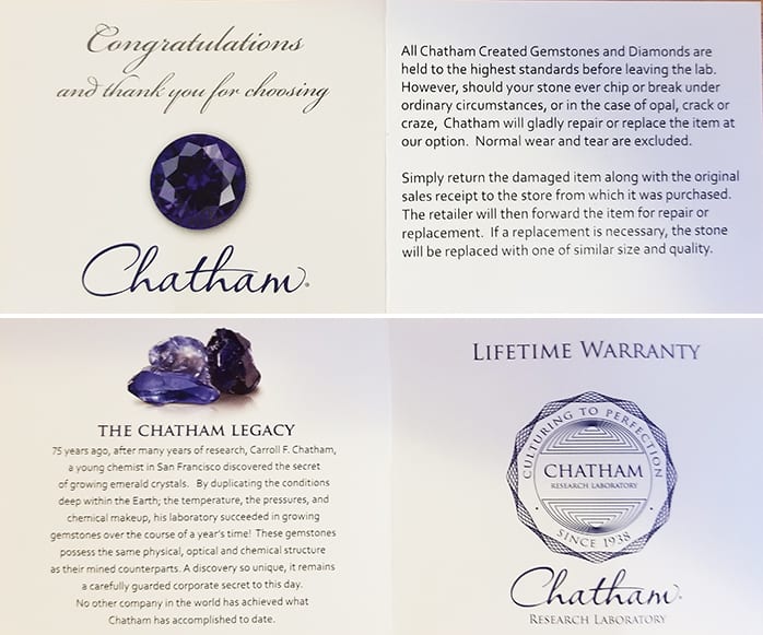 Chatham Gemstone Warranty Information - JewelryImpressions.com
