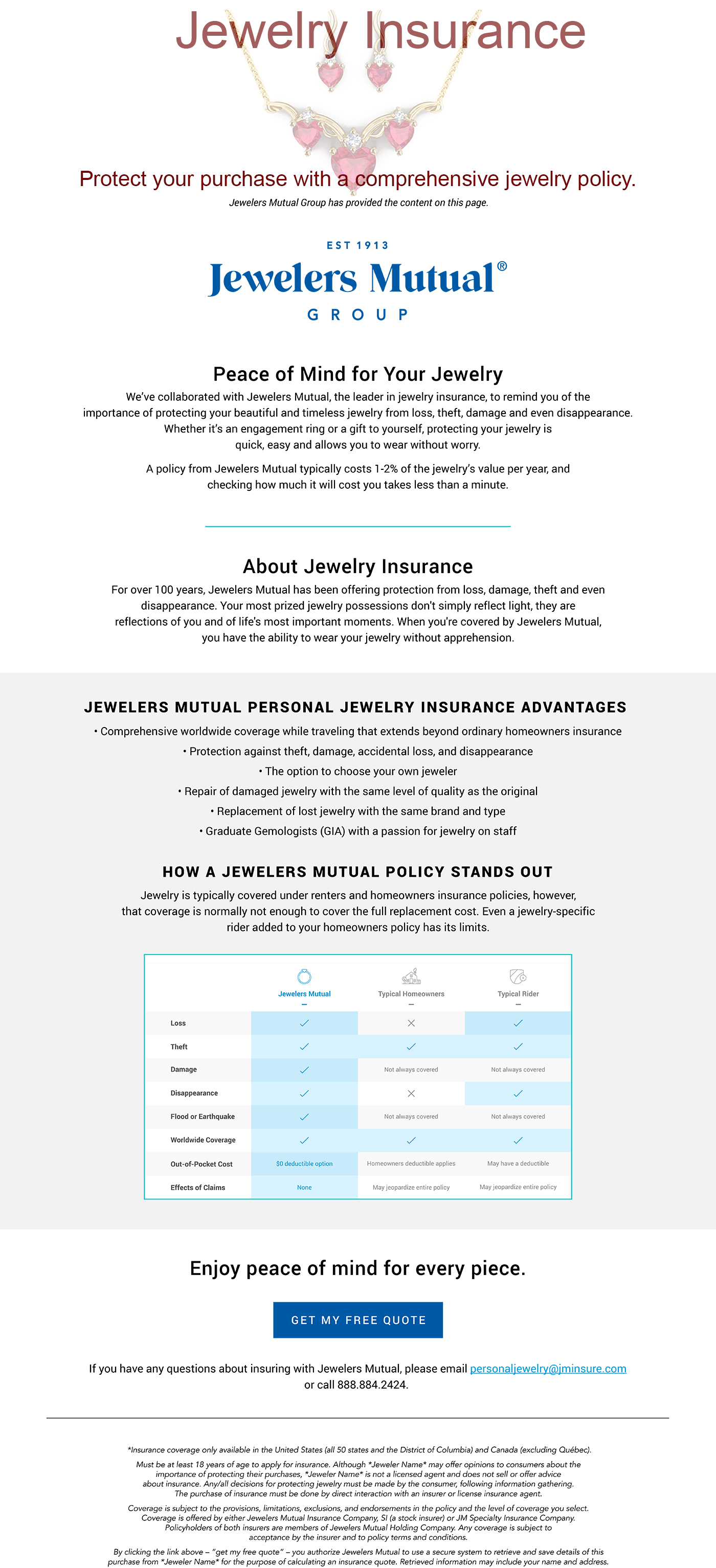Protect your jewelry purchase with jewelry insurance