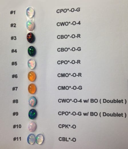 Chatham Opal Color Chart