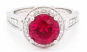 9mm round ruby ring with diamond halo