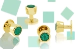 Custom Chatham emerald button studs 