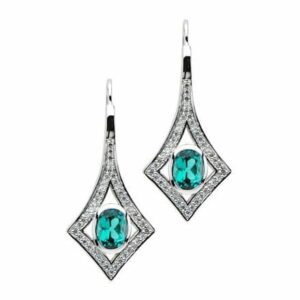 Chatham Seafoam Garnet Earrings With Diamond Accents