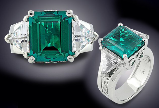 Finished Celtic Emerald Engagement Ring
